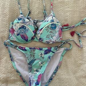 Nanette Lepore Floral Bikini in Mint and Pink
